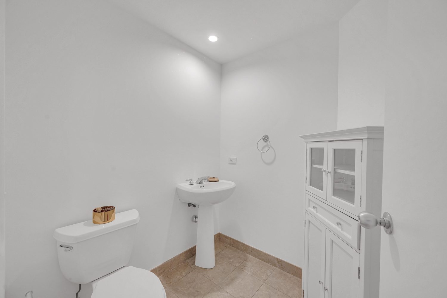 Powder room with pedestal sink