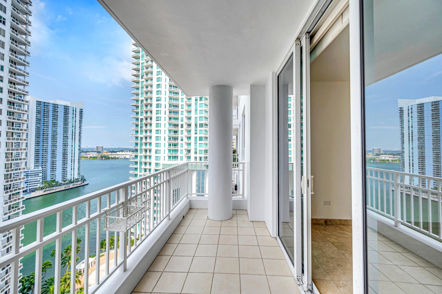 Balcony walkway with sliding doors
